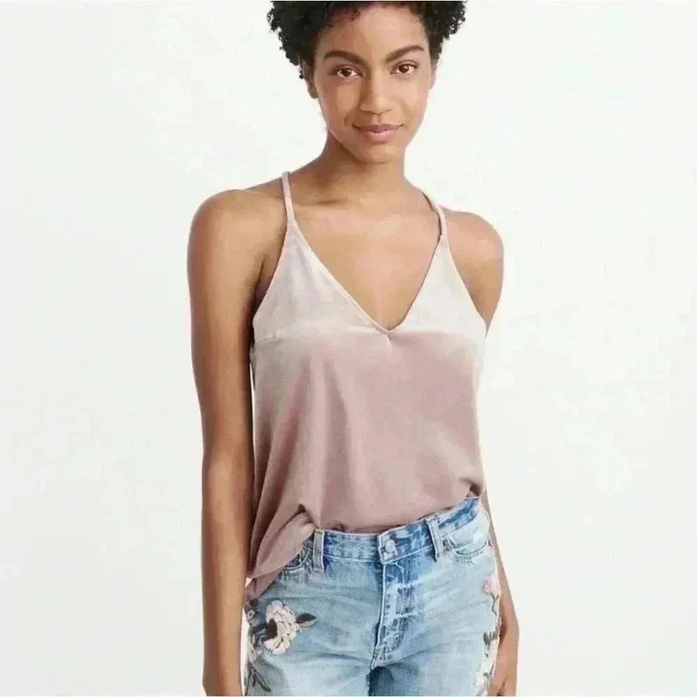 Abercrombie & fitch Mauve Pink Velour Spaguetti Strap camisole Racerback Top M